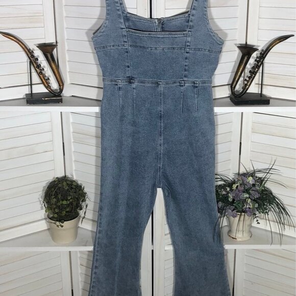 Emory Park Denim Jumpsuit Bell Bottoms Light Blue Size Medium - Picture 4 of 16